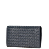 ボッテガヴェネタ イントレチャート 長財布 ネイビー レザー レディース BOTTEGAVENETA 【中古】